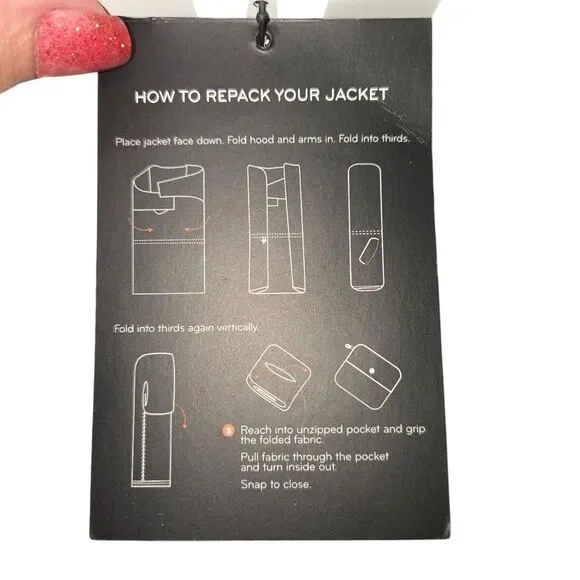 ShedRain Nwt Hi-Lo Packable Rain Jacket Royal Latte BLACK Plaid Medium - Picture 3 of 4